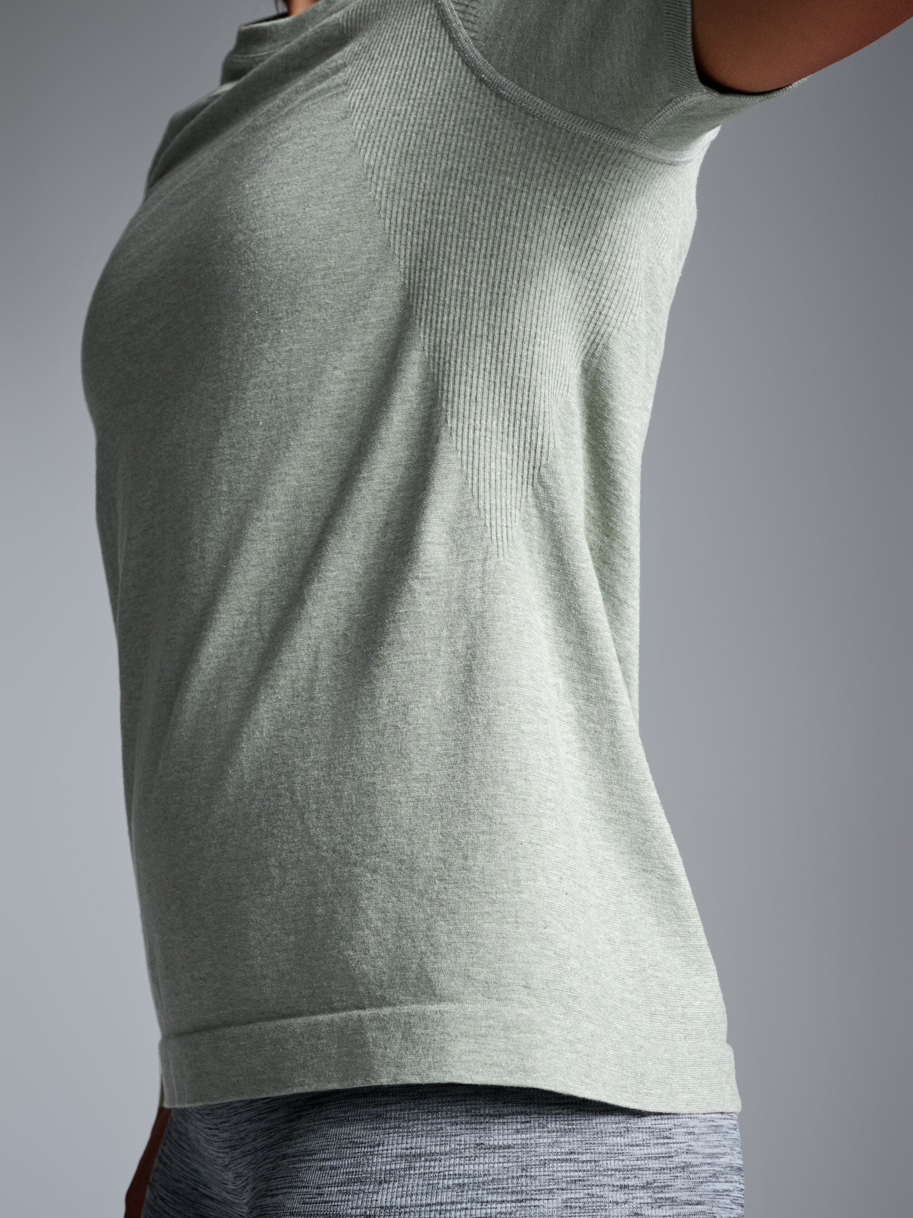 HERE TODAY MELANGE Short Sleeve Tee Sage Marl - Image 4